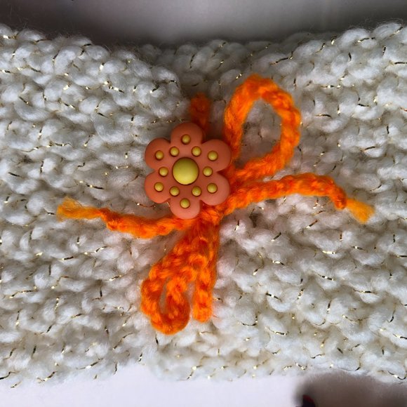 Knitted headband, ear warmer with flower button - Picture 2 of 8
